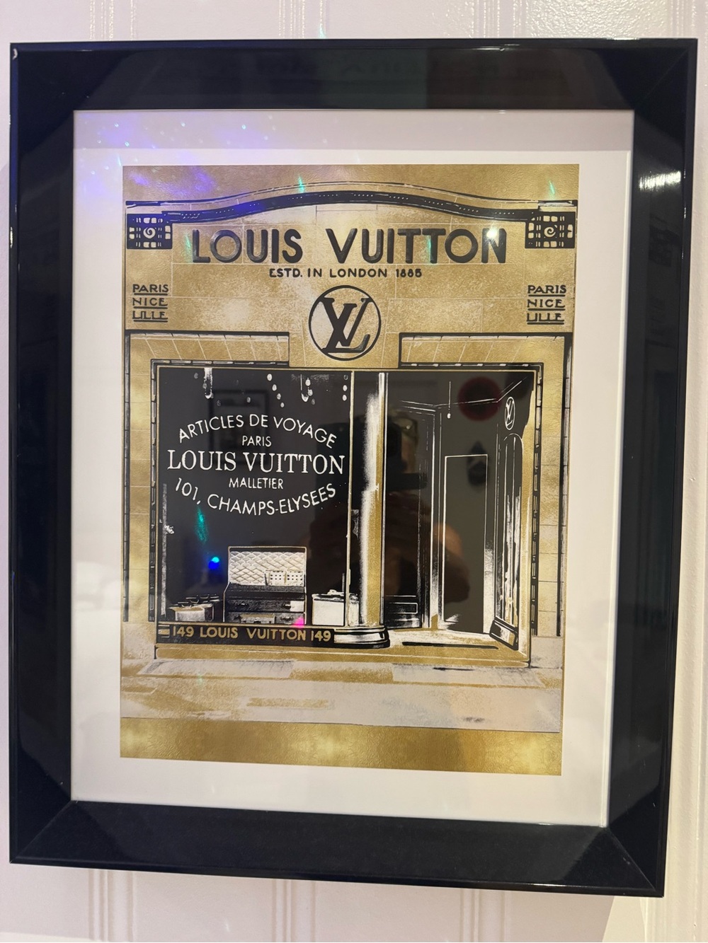 Louis Vuitton Gold & Black Storefront Art Print